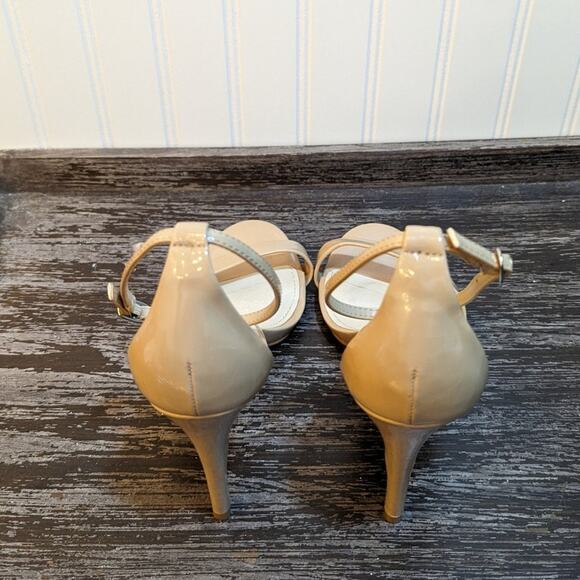 David's Bridal Larissa Tan Patent High Heel with Ankle Strap Size 9 - Picture 5 of 7